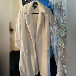 Karen Millen white faux fur coat